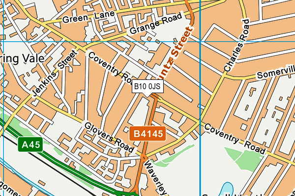 B10 0JS map - OS VectorMap District (Ordnance Survey)