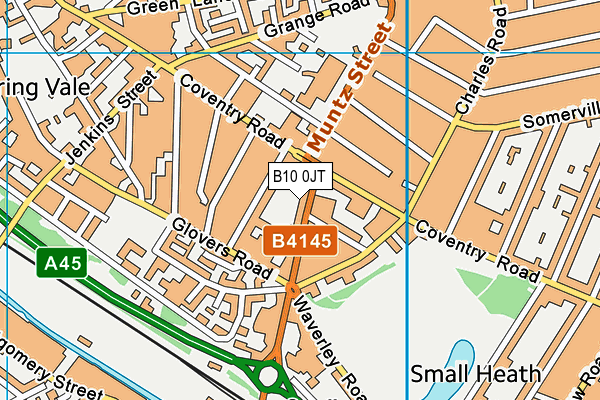 B10 0JT map - OS VectorMap District (Ordnance Survey)