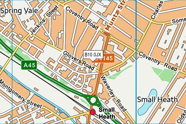 B10 0JX map - OS VectorMap District (Ordnance Survey)