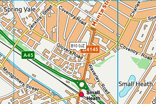 B10 0JZ map - OS VectorMap District (Ordnance Survey)