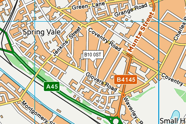 B10 0ST map - OS VectorMap District (Ordnance Survey)