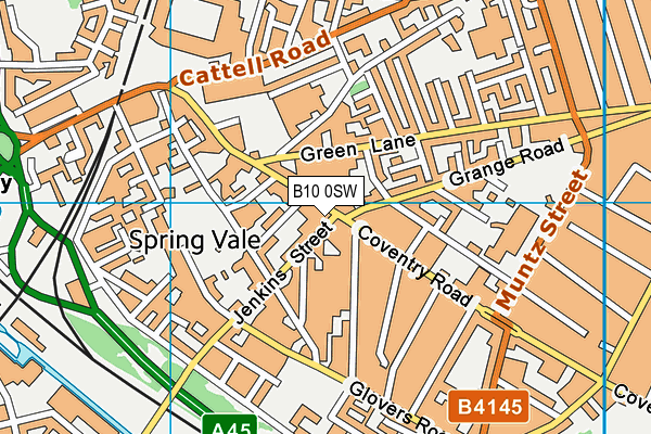 B10 0SW map - OS VectorMap District (Ordnance Survey)