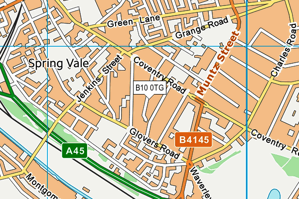 B10 0TG map - OS VectorMap District (Ordnance Survey)