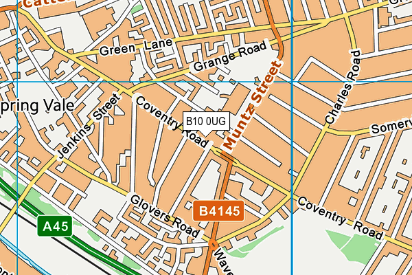 Greenfields Primary School map (B10 0UG) - OS VectorMap District (Ordnance Survey)