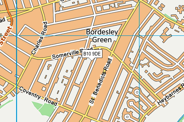 B10 9DE map - OS VectorMap District (Ordnance Survey)