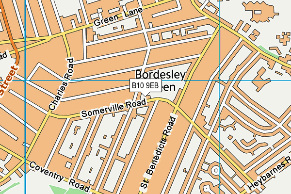 B10 9EB map - OS VectorMap District (Ordnance Survey)