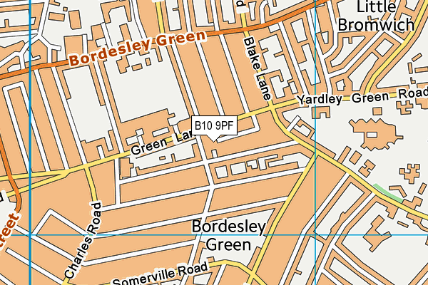 B10 9PF map - OS VectorMap District (Ordnance Survey)