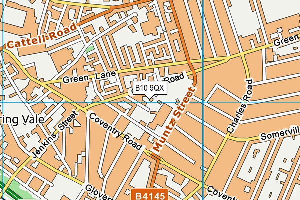 B10 9QX map - OS VectorMap District (Ordnance Survey)