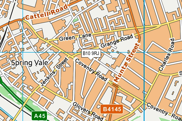 B10 9RJ map - OS VectorMap District (Ordnance Survey)