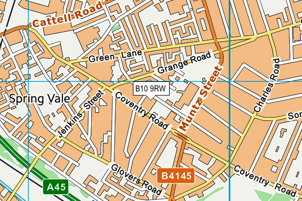 B10 9RW map - OS VectorMap District (Ordnance Survey)