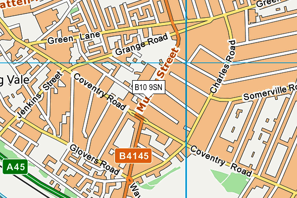 B10 9SN map - OS VectorMap District (Ordnance Survey)