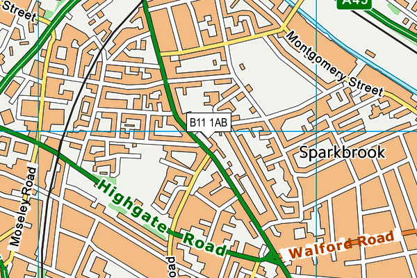 B11 1AB map - OS VectorMap District (Ordnance Survey)