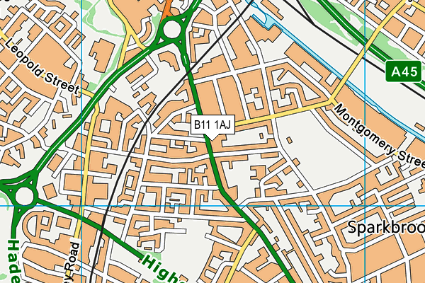 B11 1AJ map - OS VectorMap District (Ordnance Survey)