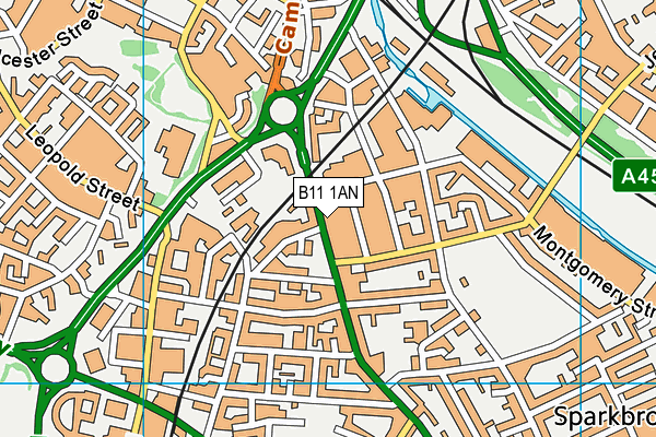 B11 1AN map - OS VectorMap District (Ordnance Survey)