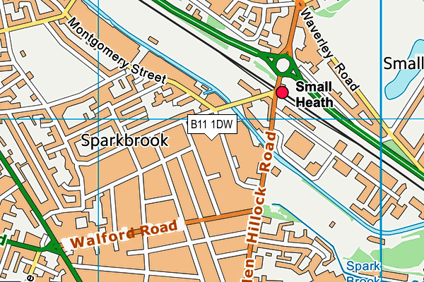 B11 1DW map - OS VectorMap District (Ordnance Survey)