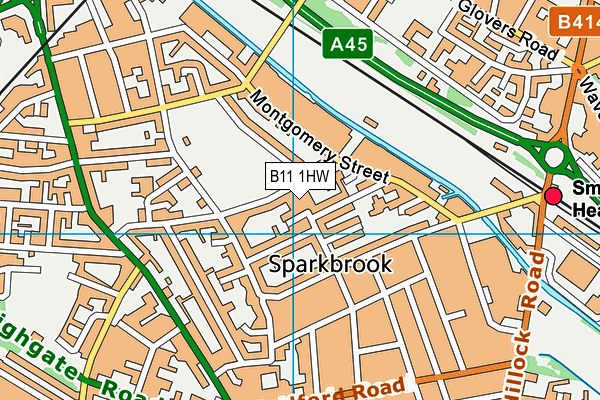 B11 1HW map - OS VectorMap District (Ordnance Survey)