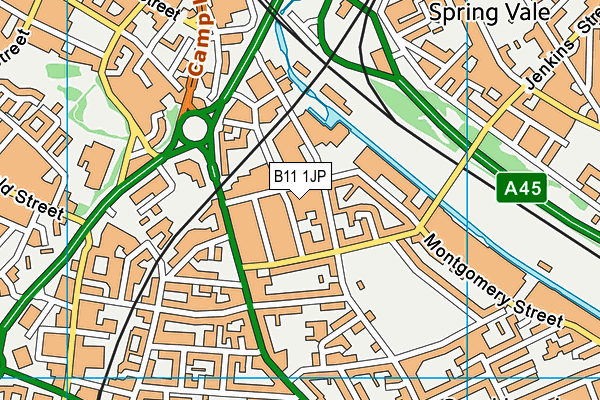 B11 1JP map - OS VectorMap District (Ordnance Survey)