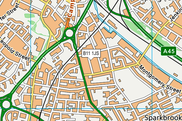 B11 1JS map - OS VectorMap District (Ordnance Survey)