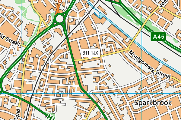 B11 1JX map - OS VectorMap District (Ordnance Survey)