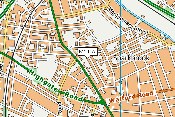 B11 1LW map - OS VectorMap District (Ordnance Survey)