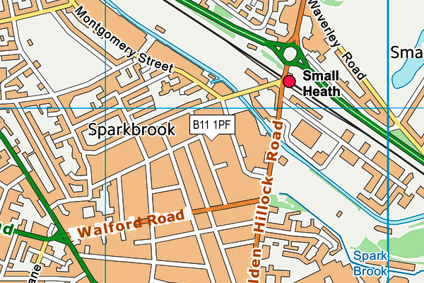 B11 1PF map - OS VectorMap District (Ordnance Survey)