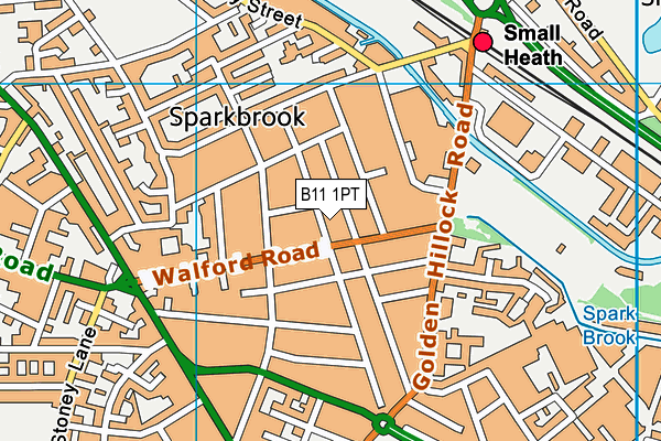 B11 1PT map - OS VectorMap District (Ordnance Survey)