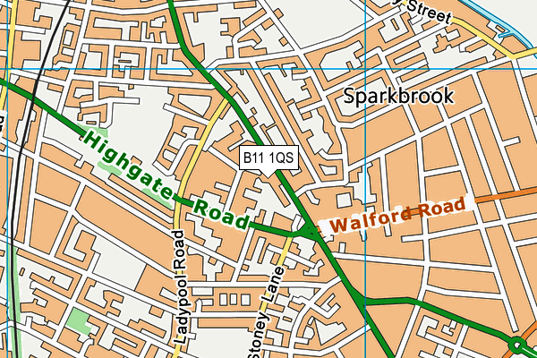 B11 1QS map - OS VectorMap District (Ordnance Survey)