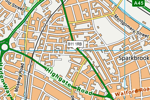 B11 1RB map - OS VectorMap District (Ordnance Survey)