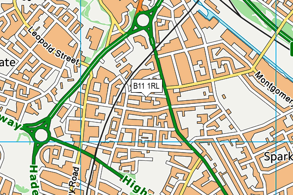 B11 1RL map - OS VectorMap District (Ordnance Survey)