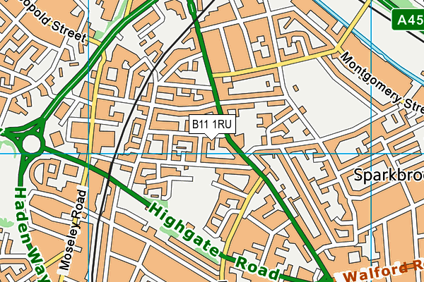 B11 1RU map - OS VectorMap District (Ordnance Survey)