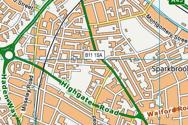 B11 1SA map - OS VectorMap District (Ordnance Survey)