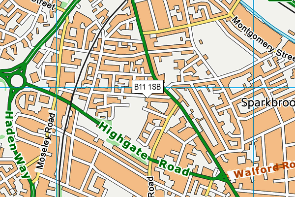 B11 1SB map - OS VectorMap District (Ordnance Survey)