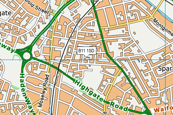 B11 1SD map - OS VectorMap District (Ordnance Survey)