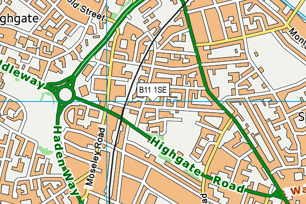 B11 1SE map - OS VectorMap District (Ordnance Survey)