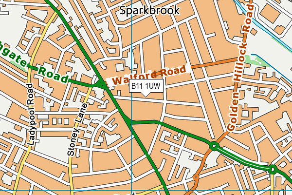 B11 1UW map - OS VectorMap District (Ordnance Survey)