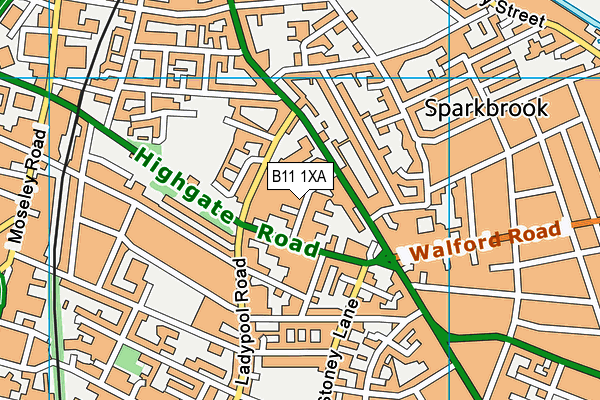 B11 1XA map - OS VectorMap District (Ordnance Survey)