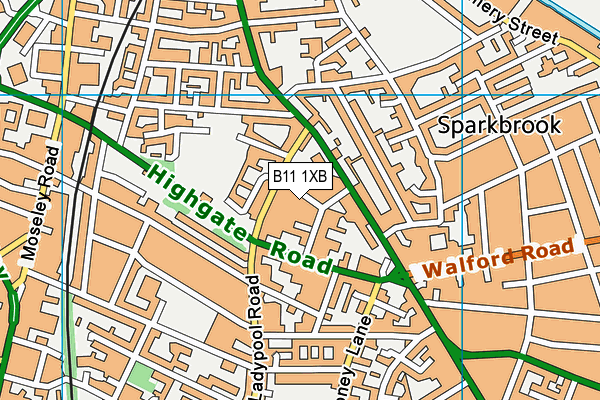 B11 1XB map - OS VectorMap District (Ordnance Survey)