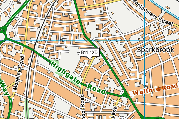 B11 1XD map - OS VectorMap District (Ordnance Survey)