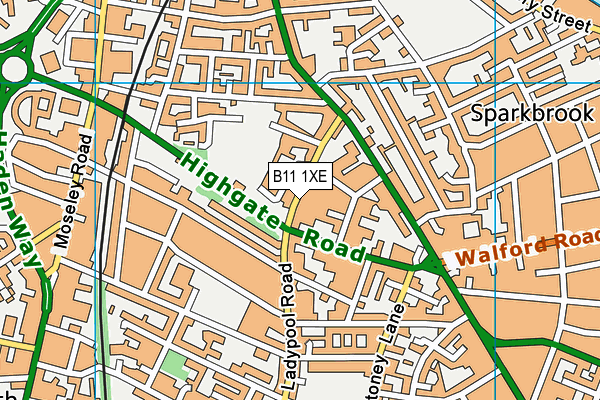 B11 1XE map - OS VectorMap District (Ordnance Survey)