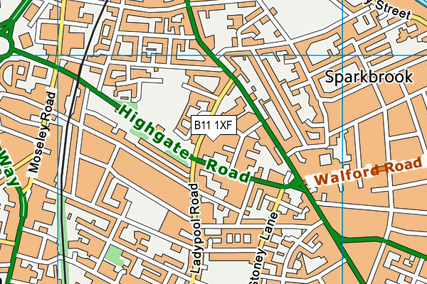 B11 1XF map - OS VectorMap District (Ordnance Survey)