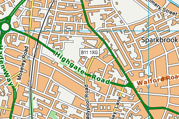 B11 1XG map - OS VectorMap District (Ordnance Survey)