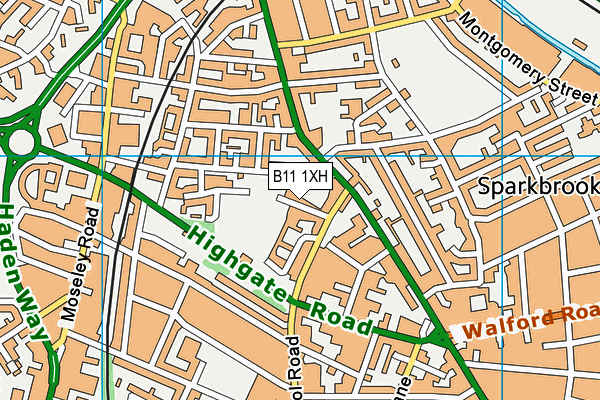 B11 1XH map - OS VectorMap District (Ordnance Survey)