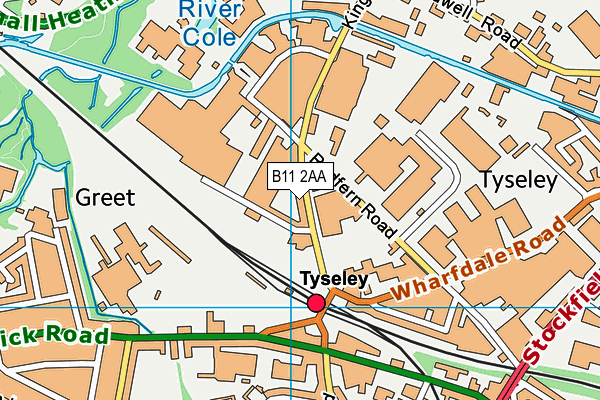 B11 2AA map - OS VectorMap District (Ordnance Survey)