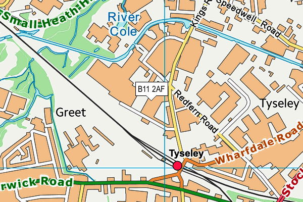 B11 2AF map - OS VectorMap District (Ordnance Survey)