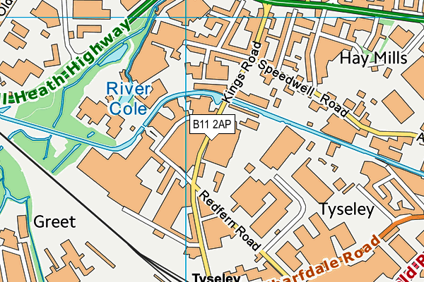 B11 2AP map - OS VectorMap District (Ordnance Survey)