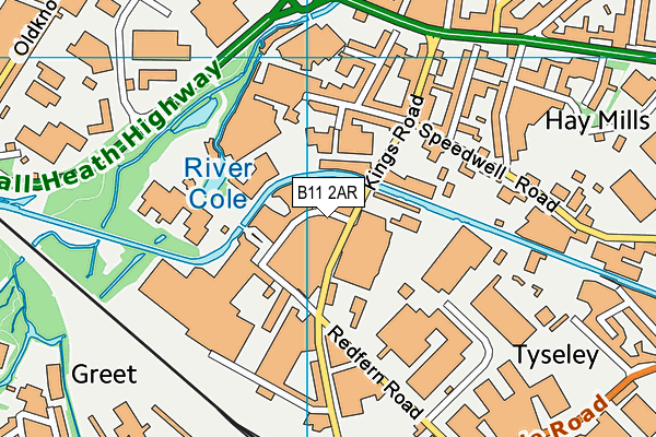 B11 2AR map - OS VectorMap District (Ordnance Survey)