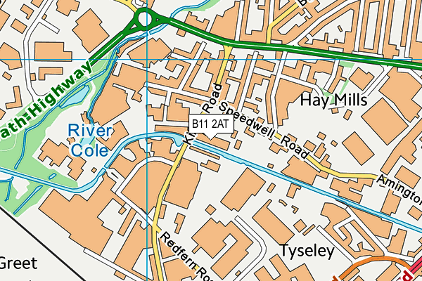 B11 2AT map - OS VectorMap District (Ordnance Survey)