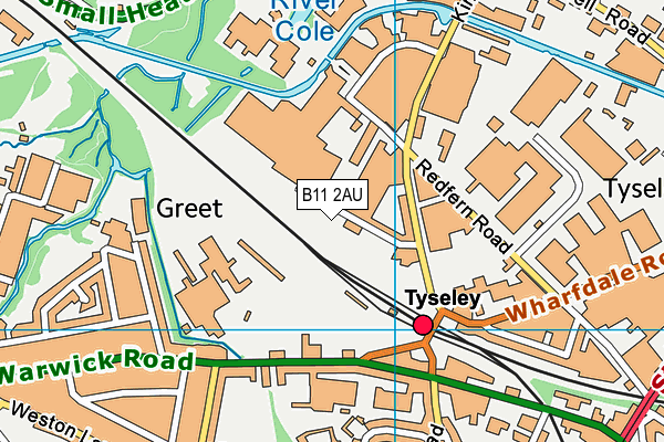 B11 2AU map - OS VectorMap District (Ordnance Survey)