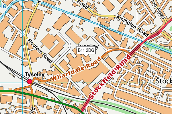 B11 2DG map - OS VectorMap District (Ordnance Survey)