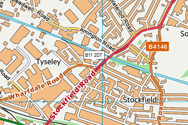 B11 2DT map - OS VectorMap District (Ordnance Survey)